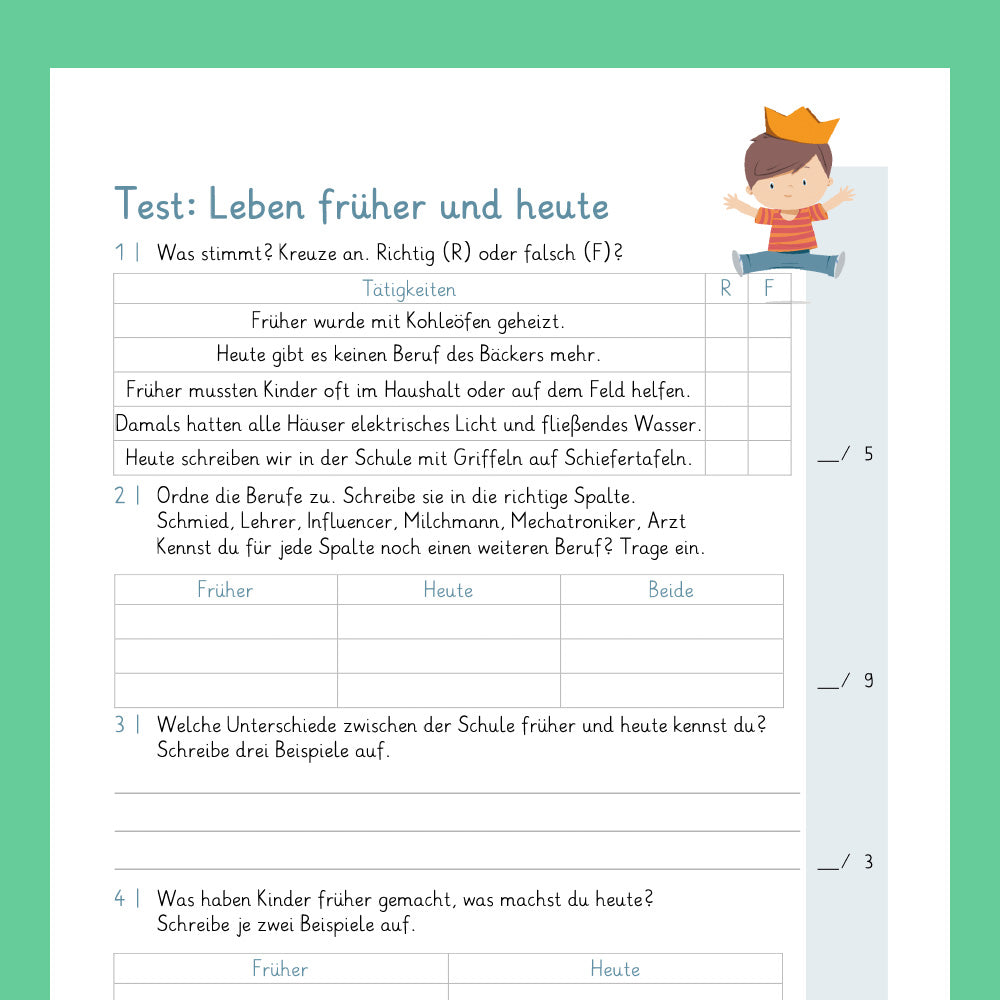 Königspaket: Leben früher und heute (Sachkunde) - inklusive Test