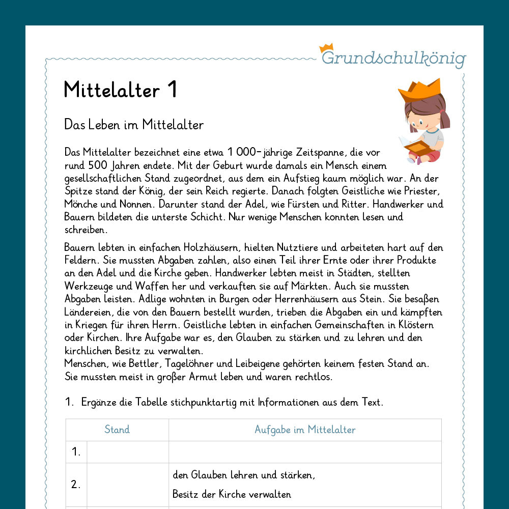 Königspaket: Mittelalter (Sachkunde) - inklusive Test