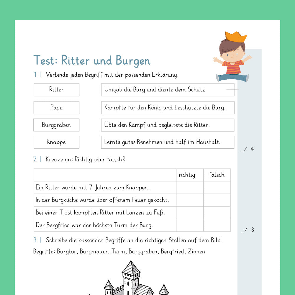 Königspaket: Ritter und Burgen (Sachkunde) - inklusive Test