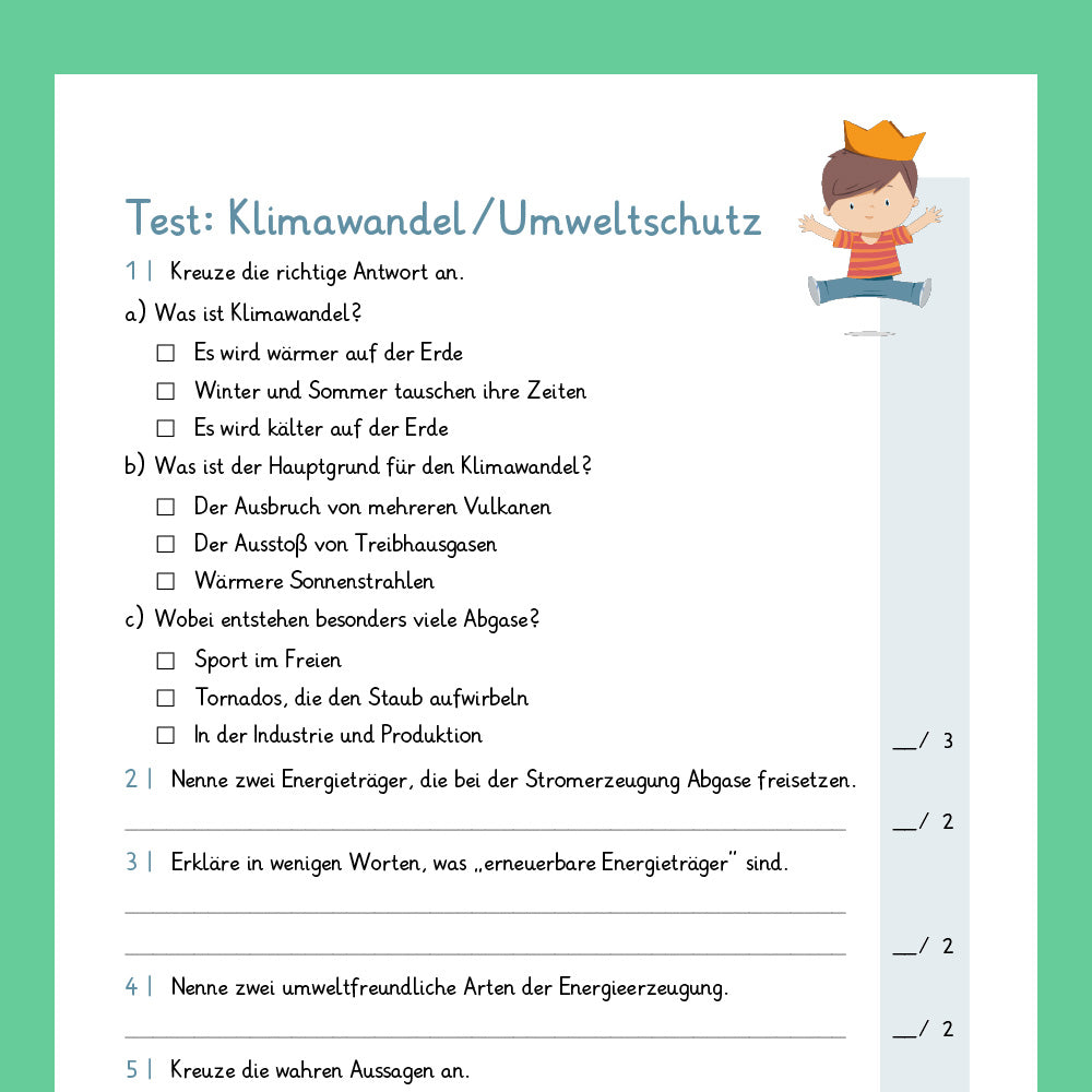 Königspaket: Umweltschutz und Klimawandel (Sachkunde) - inklusive Test