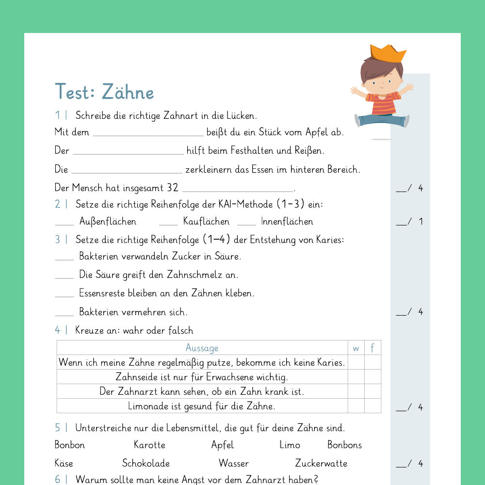 Königspaket: Zähne (Sachkunde) - inklusive Test