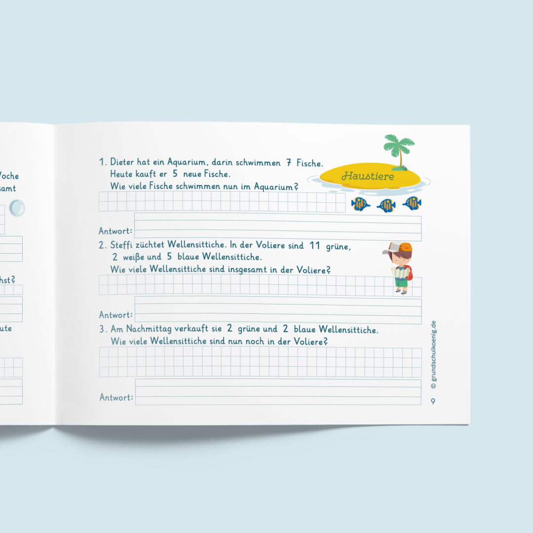 Lerninsel - Sachaufgaben Zahlenraum 20 (Mathe, 1. Klasse)