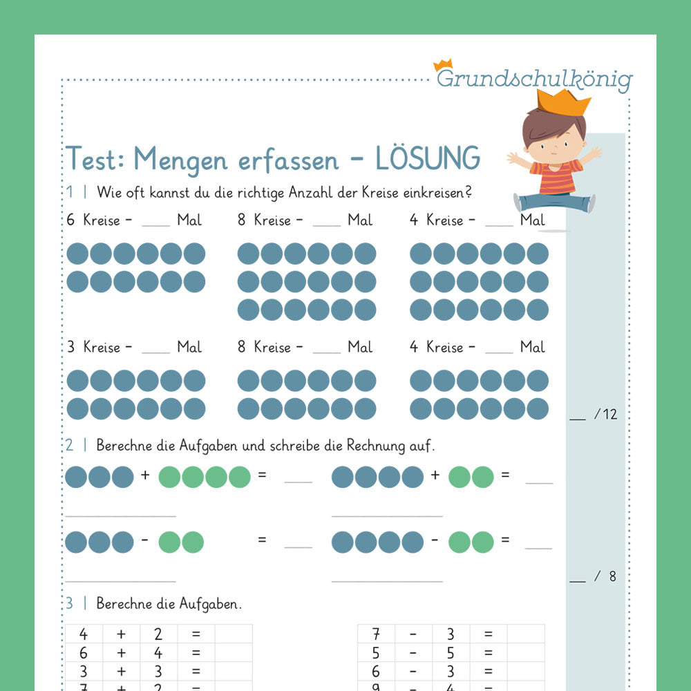 Königspaket: Mengen erfassen im Zahlenraum 10 (Mathe, 1. Klasse) - inklusive Test