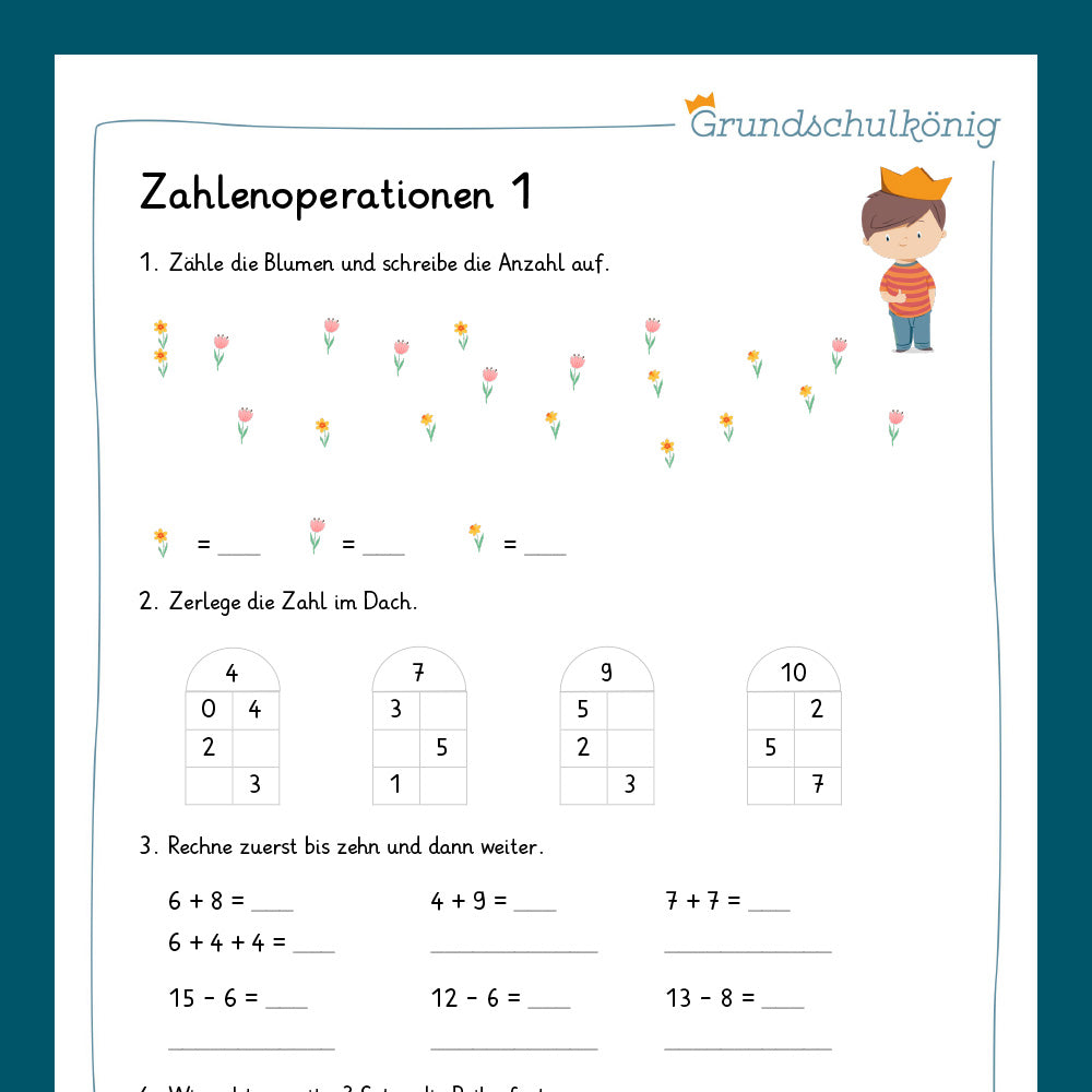 Königspaket: Zahlenoperationen im ZR 20 (Mathe, 1. Klasse) - inklusive Test