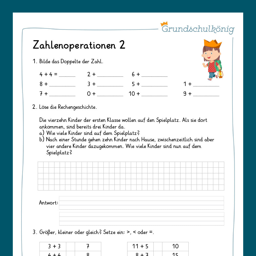 Königspaket: Zahlenoperationen im ZR 20 (Mathe, 1. Klasse) - inklusive Test