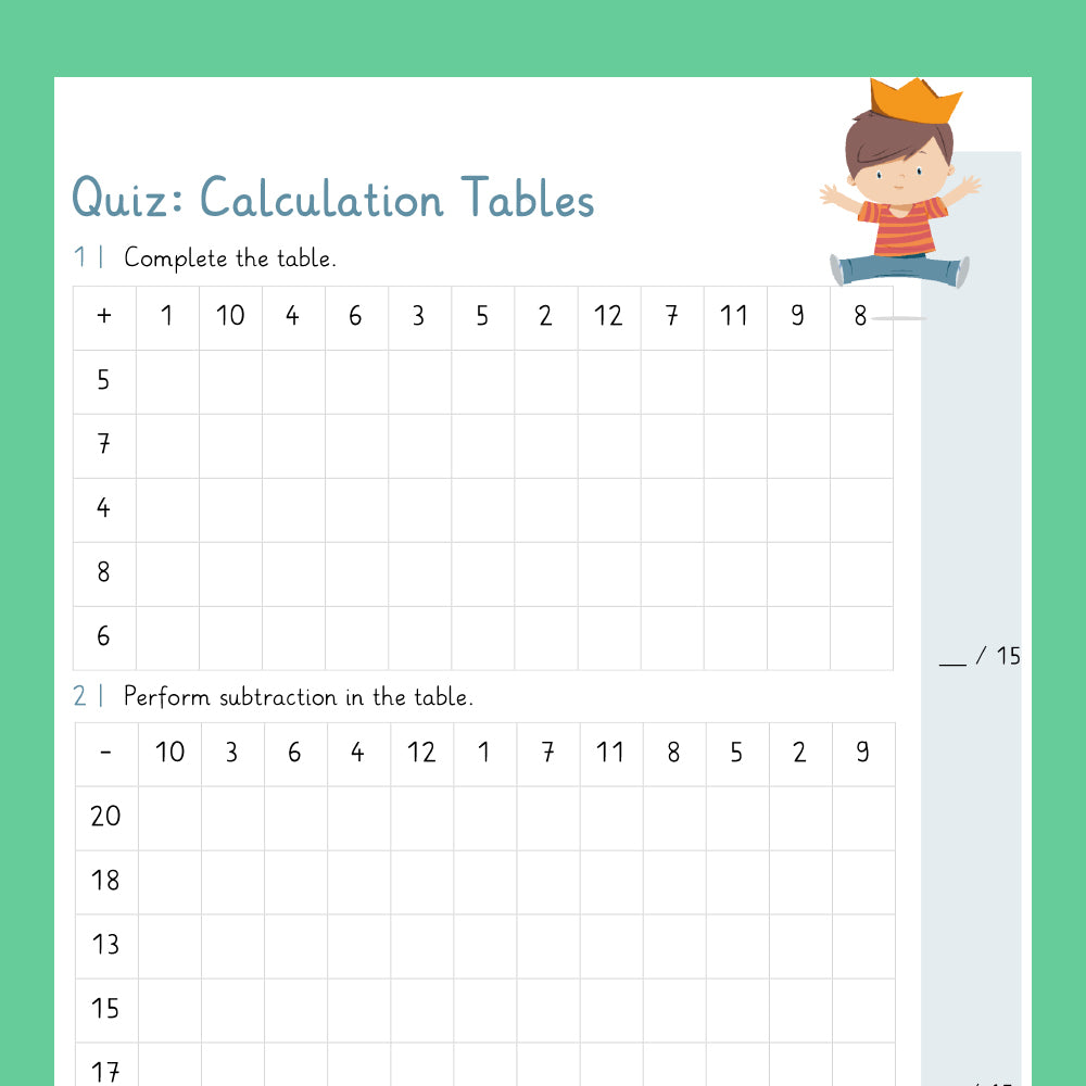 Master Bundle: Calculation Tables - includes Quiz