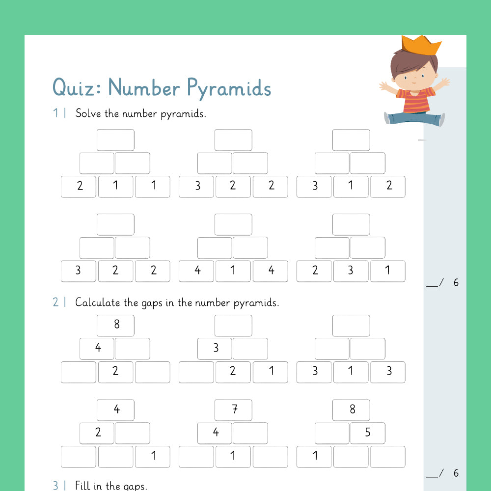 Master Bundle: Number pyramids - numbers up to 10 - includes Quiz