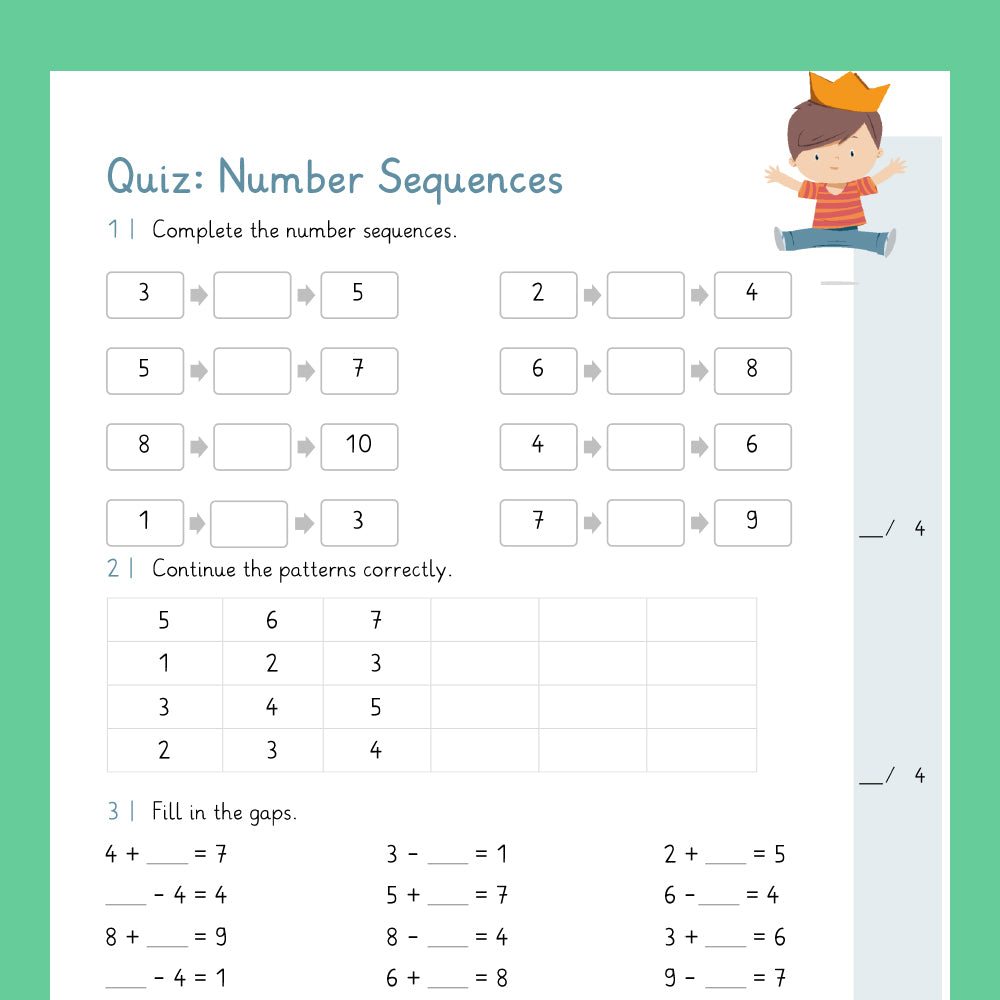 Master Bundle: Number Sequences within 10 - includes Quiz