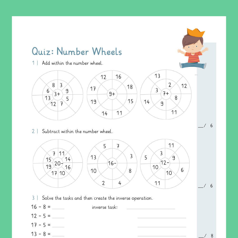 Master Bundle: Number Wheels in the Number Range 20 - includes Quiz