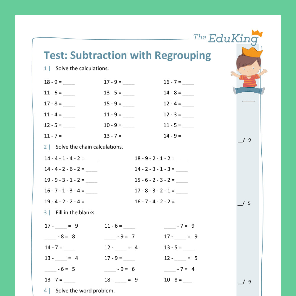Master Bundle: Subtraction with Regrouping with Two-Digit Numbers within 20