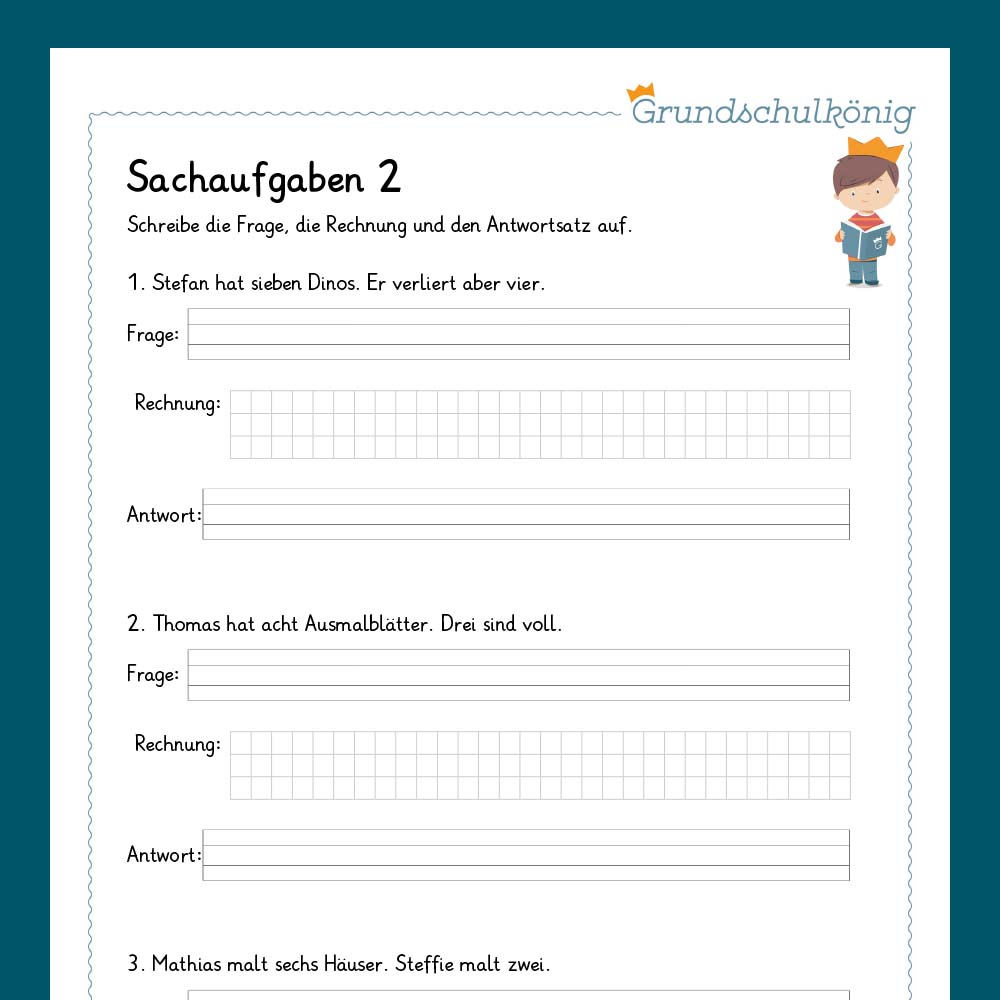 Königspaket: Sachaufgaben im ZR 10 (Mathe, 1. Klasse) - inklusive Test