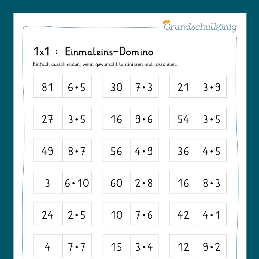 Königspaket: Domino 1x1 (Mathe, 2. Klasse)