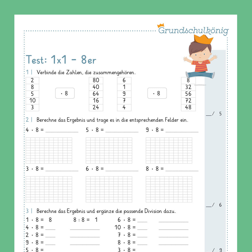 Königspaket: 8er 1x1 (Mathe, 2. Klasse) - inklusive Test