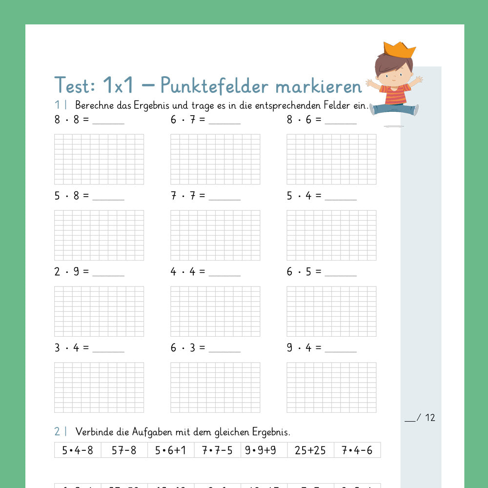 Königspaket: Punktefelder markieren (Mathe, 2. Klasse) - inklusive Test