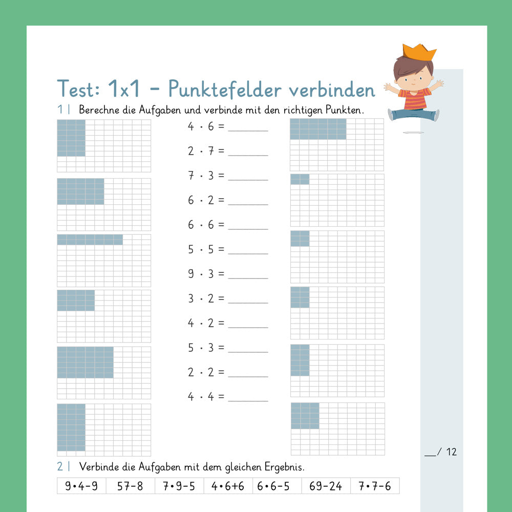 Königspaket: Punktefelder verbinden (Mathe, 2. Klasse) - inklusive Test