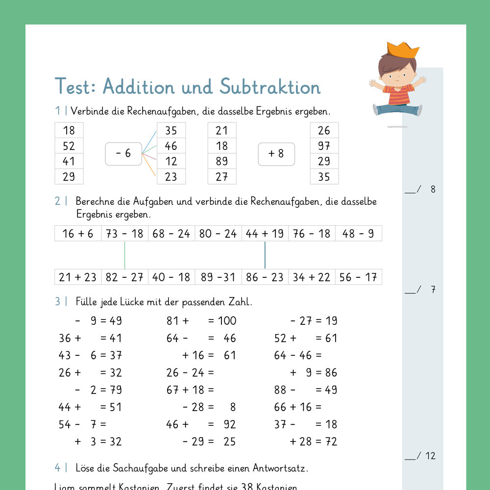 Königspaket: Addition & Subtraktion im Zahlenraum 100 (Mathe, 2. Klasse) - inklusive Test