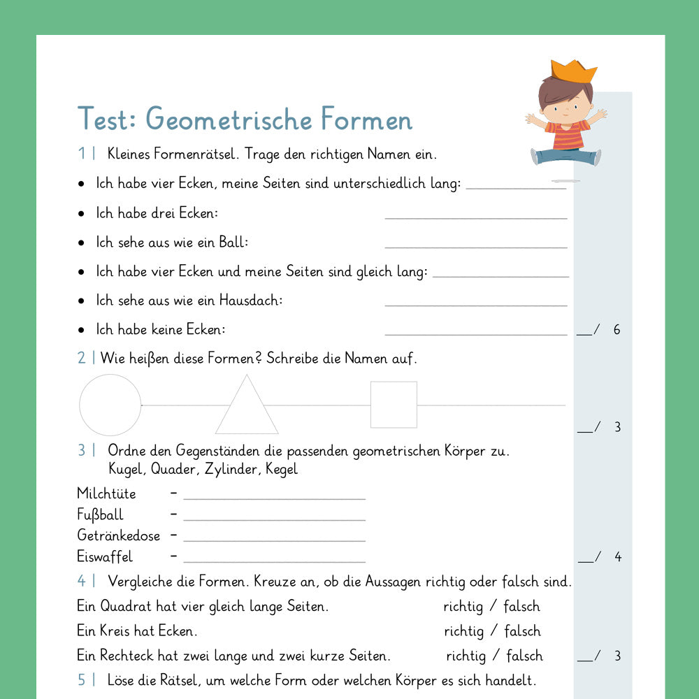 Königspaket: Formen und Körper (Mathe, 2. Klasse) - inklusive Test