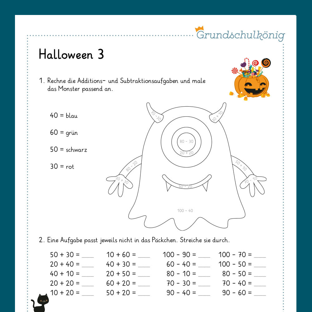 Königspaket: Halloween (Mathe, 2. Klasse)