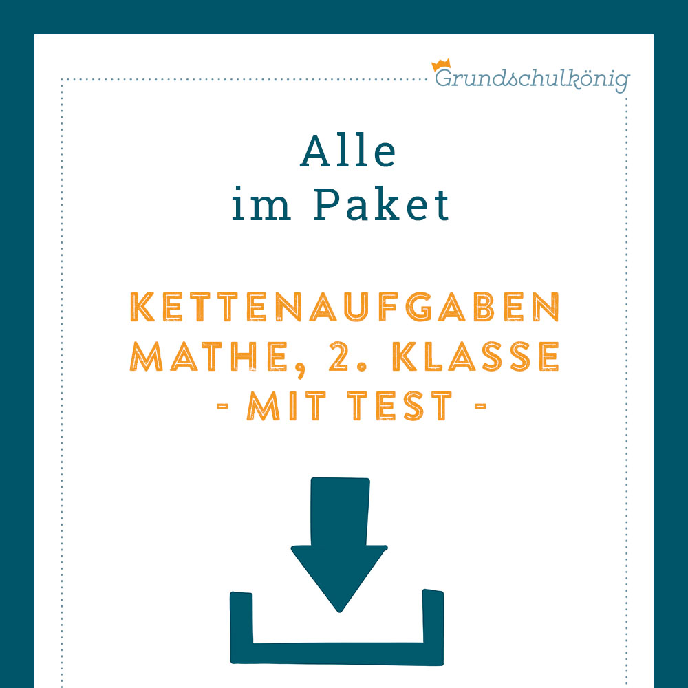 Königspaket: Kettenaufgaben im Zahlenraum 100 (Mathe, 2. Klasse) - inklusive Test