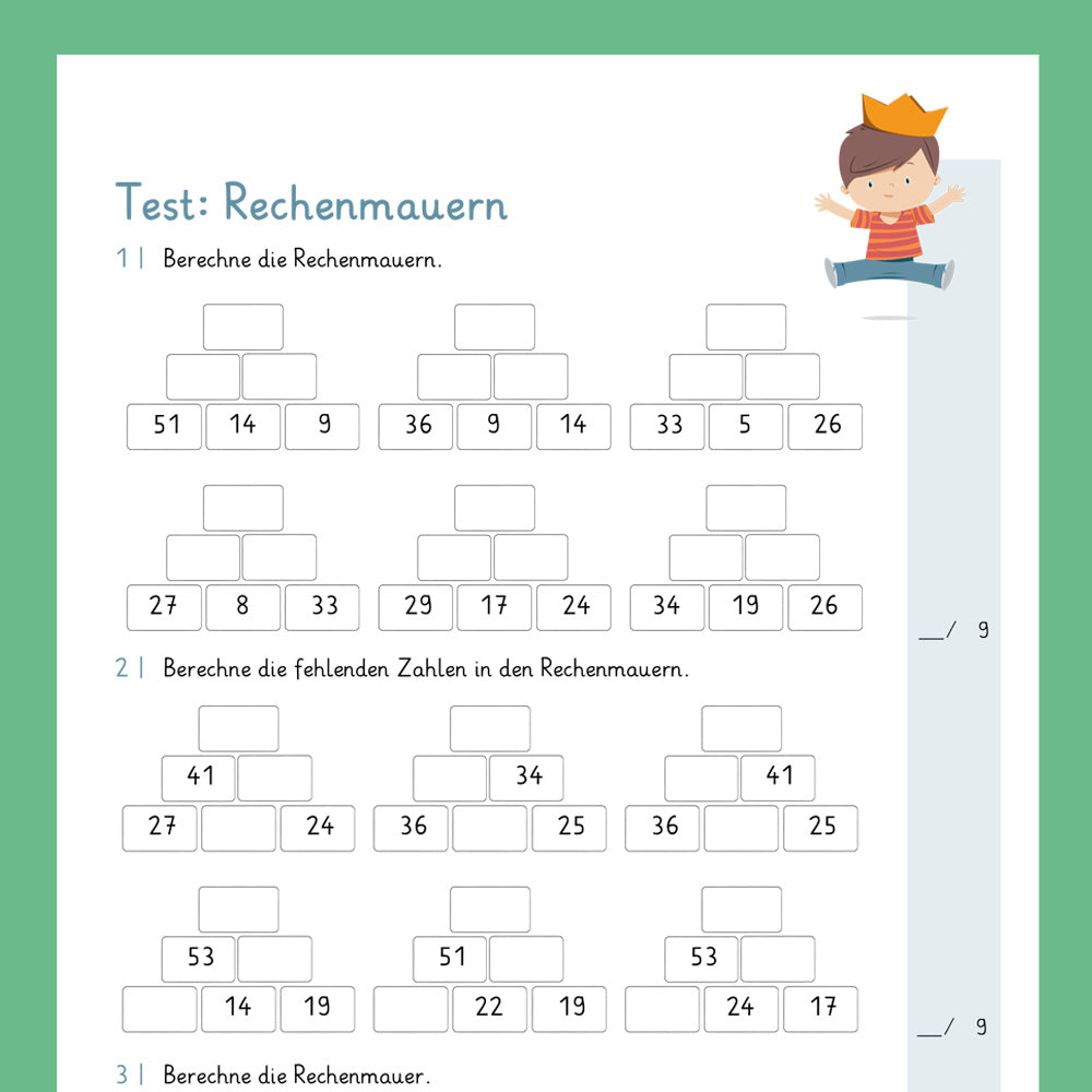Königspaket: Rechenmauern (Mathe, 2. Klasse) - inklusive Test