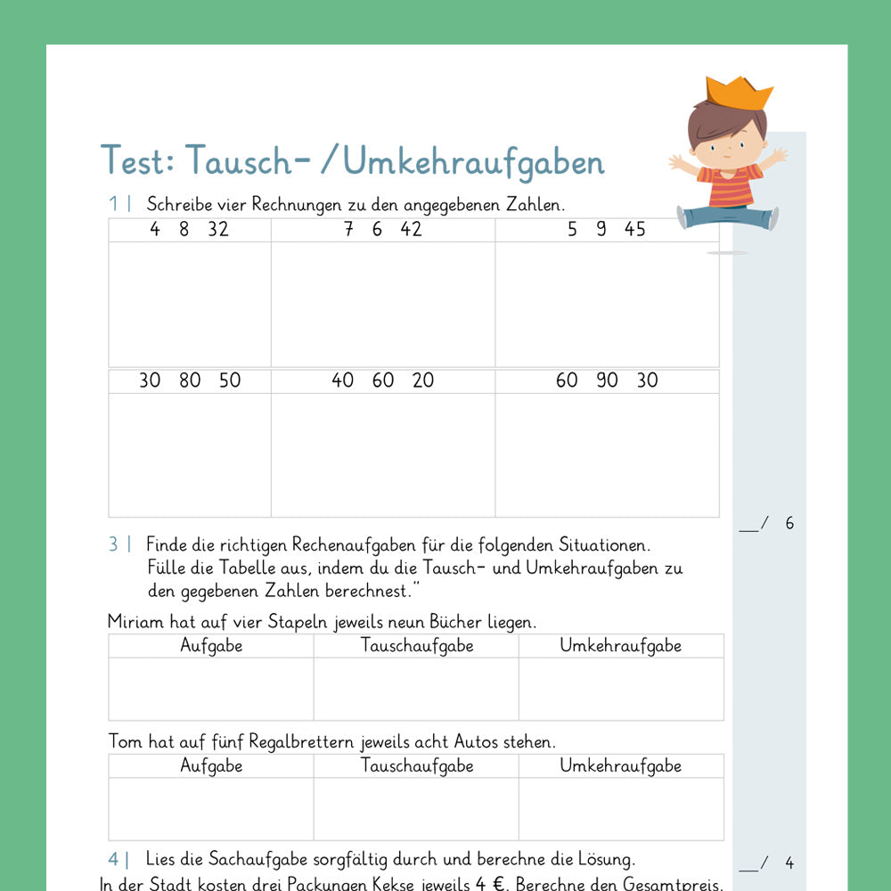 Königspaket: Umkehr- & Tauschaufgaben (Mathe, 2. Klasse) - inklusive Test