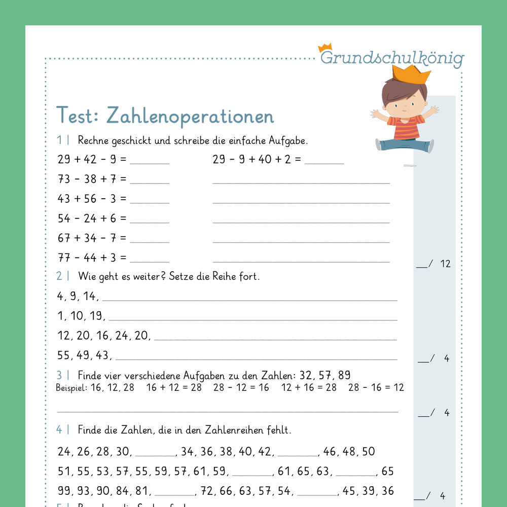 Königspaket: Zahlenoperationen im ZR 100 (Mathe, 2. Klasse) - inklusive Test