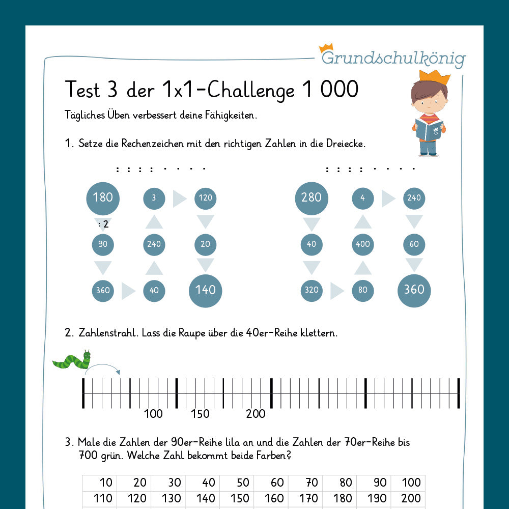14 Tests für zu Hause im Zahlenraum 1 000 (mit vielen 1x1 Aufgaben)