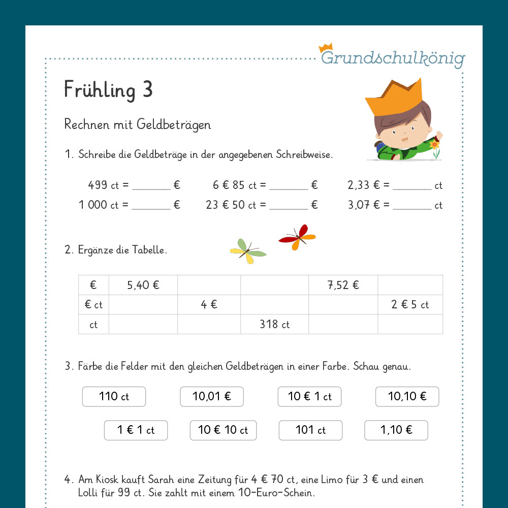Königspaket: Frühling (Mathe, 3. Klasse)