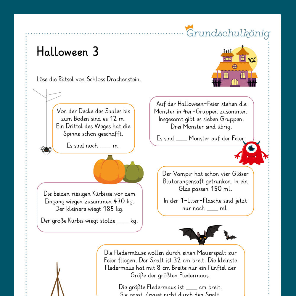 Königspaket: Halloween (Mathe, 3. Klasse)