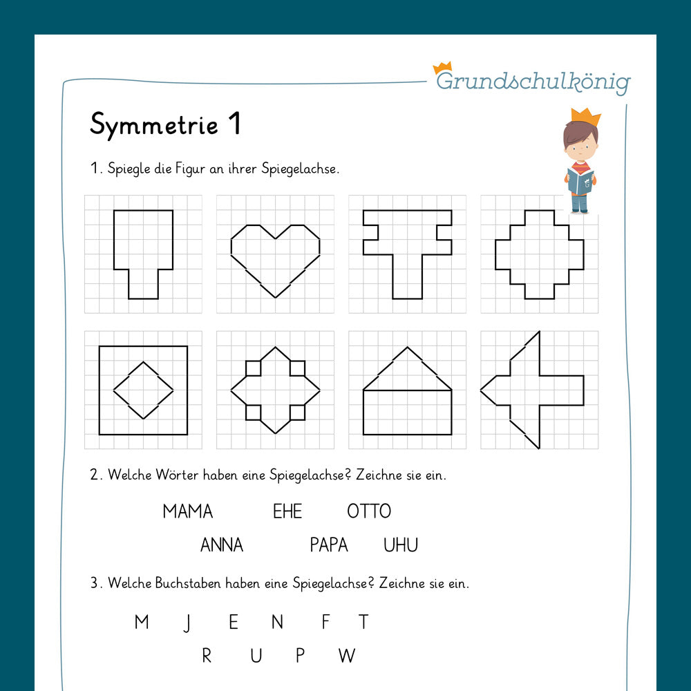 Königspaket: Symmetrie (Mathe, 3. Klasse) - inklusive Test