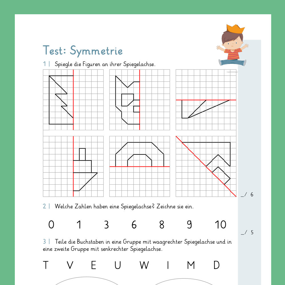 Königspaket: Symmetrie (Mathe, 3. Klasse) - inklusive Test