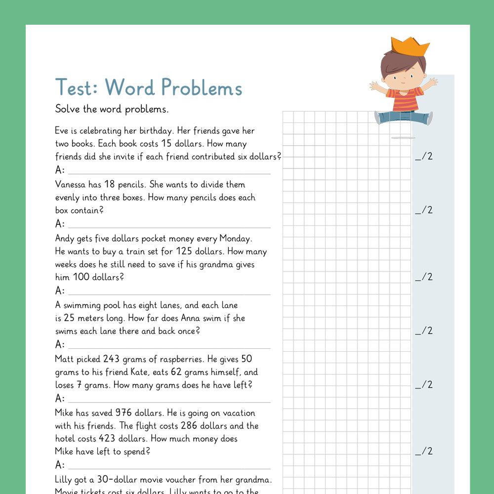 Master Bundle: Word Problems (Math, Grade 3) - including a Test