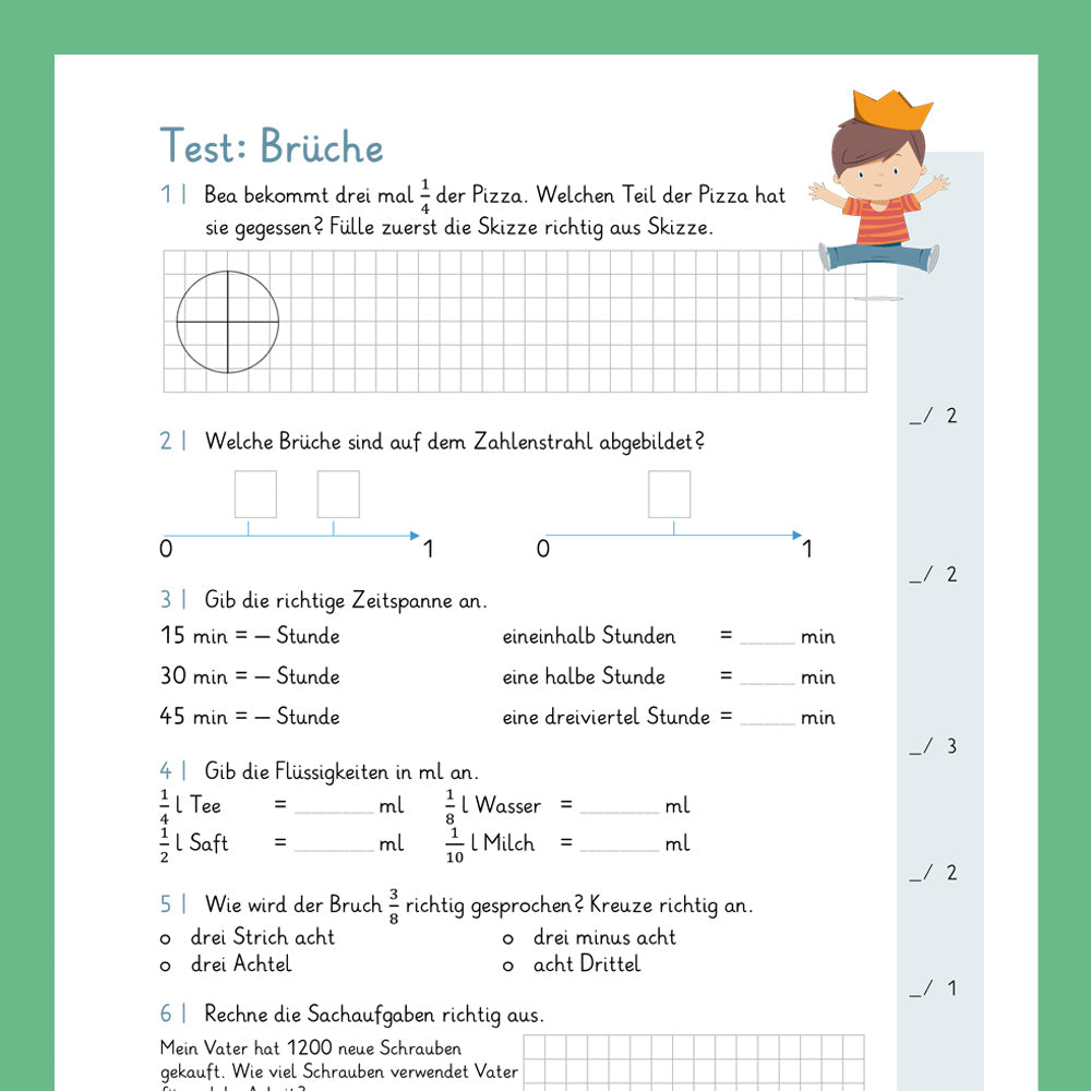 Königspaket: Brüche (Mathe, 4. Klasse) - inklusive Test