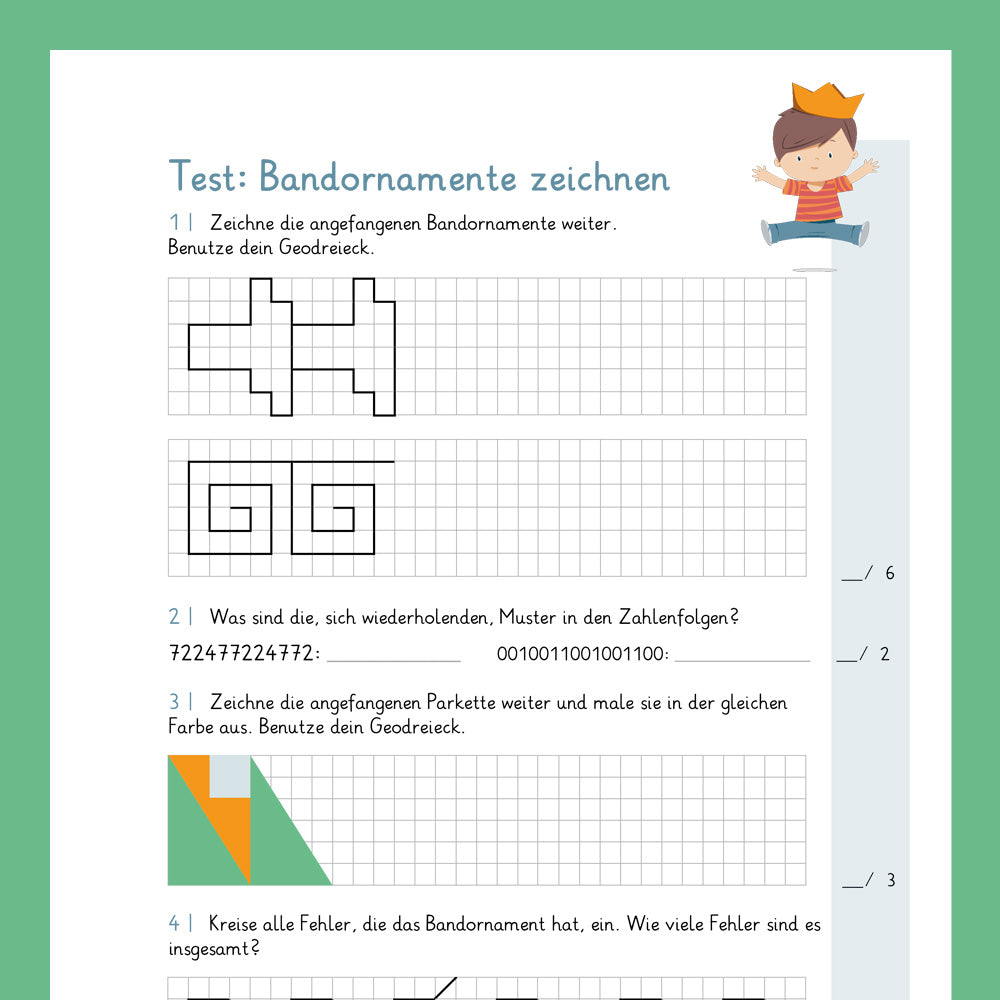 Königspaket: Bandornamente (Mathe, 4. Klasse) - inklusive Test