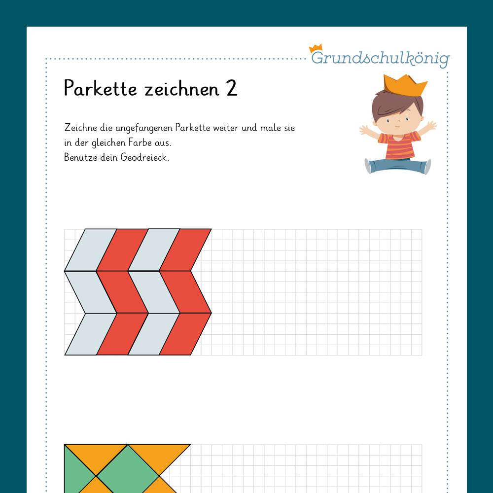 Königspaket: Parkette zeichnen (Mathe, 4. Klasse)