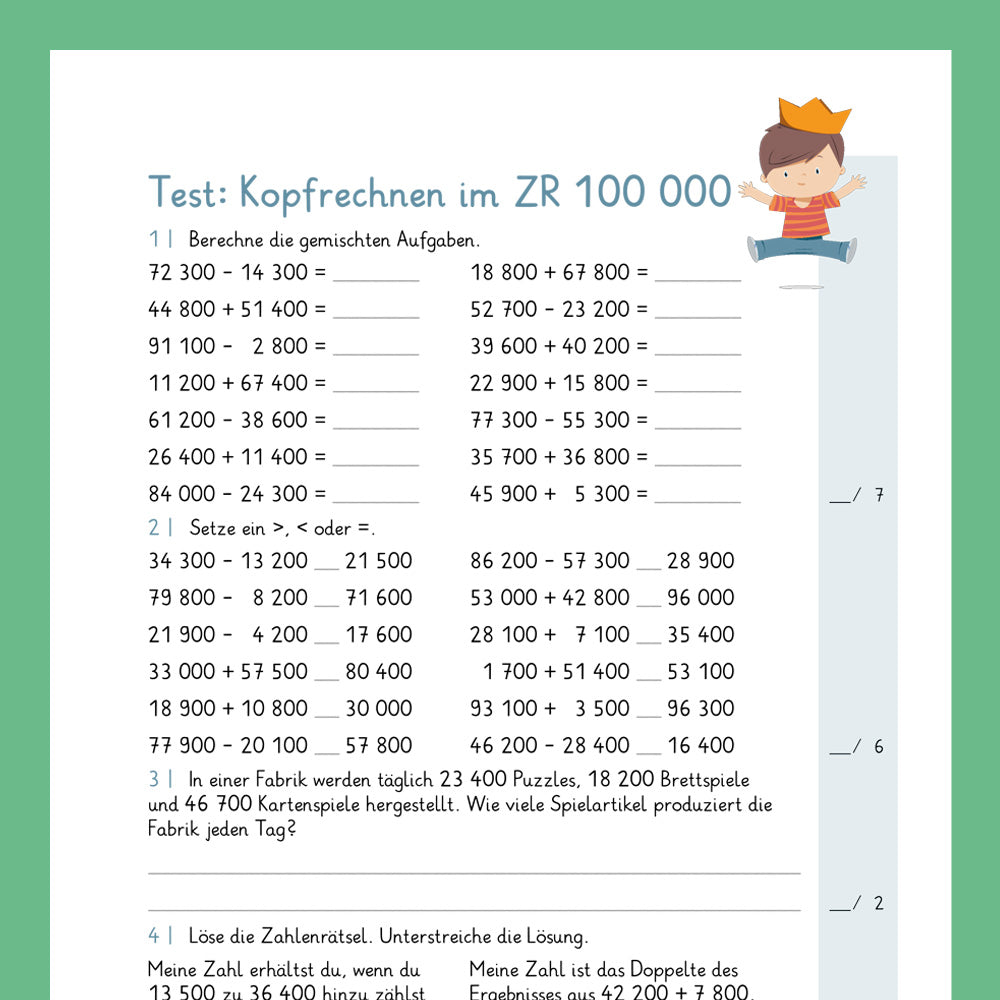 Königspaket: Kopfrechnen im ZR 100 000 (Mathe, 4. Klasse) - inklusive Test