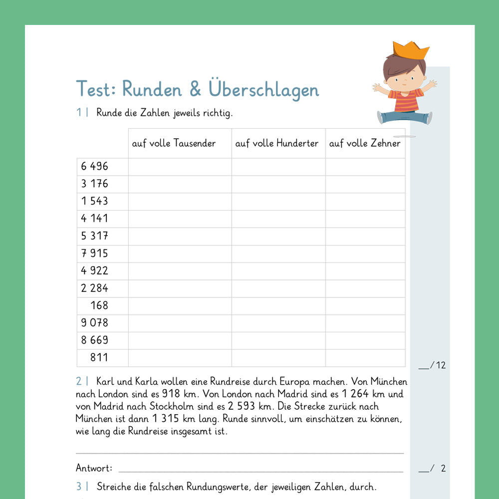 Königspaket: Runden und Überschlag im ZR 10 000 (Mathe, 4. Klasse) - inklusive Test