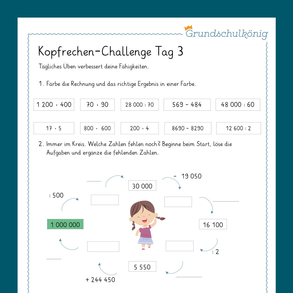 Die 14-Tage-Kopfrechen-Challenge im Zahlenraum 1 000 000
