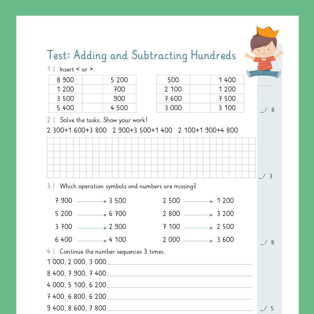 Master Bundle: Adding and Subtracting Hundreds, 4-Digit Numbers (Math, Grade 4) - including a Test