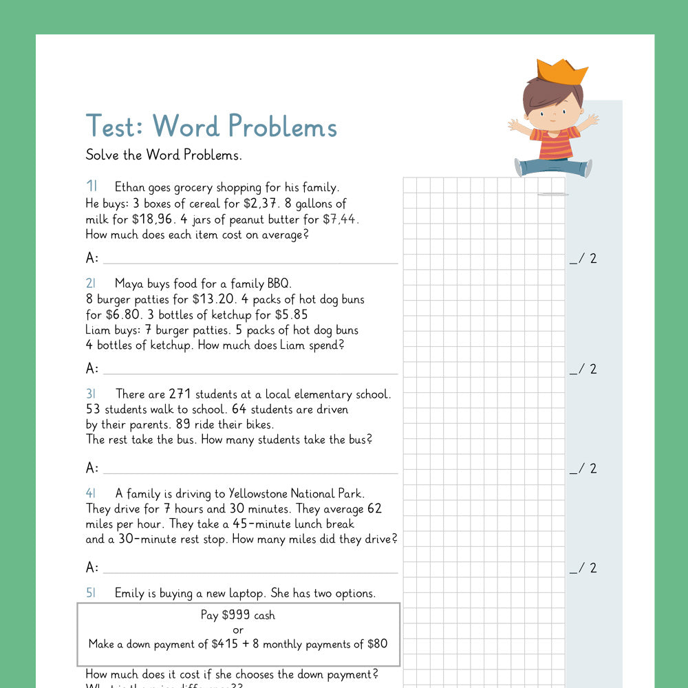 Master Bundle: Mixed Word Problems (Math, Grade 4) - including a Test
