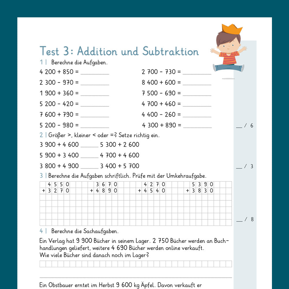 Testsammlung für Mathe "Rechenoperationen" in der 4. Klasse