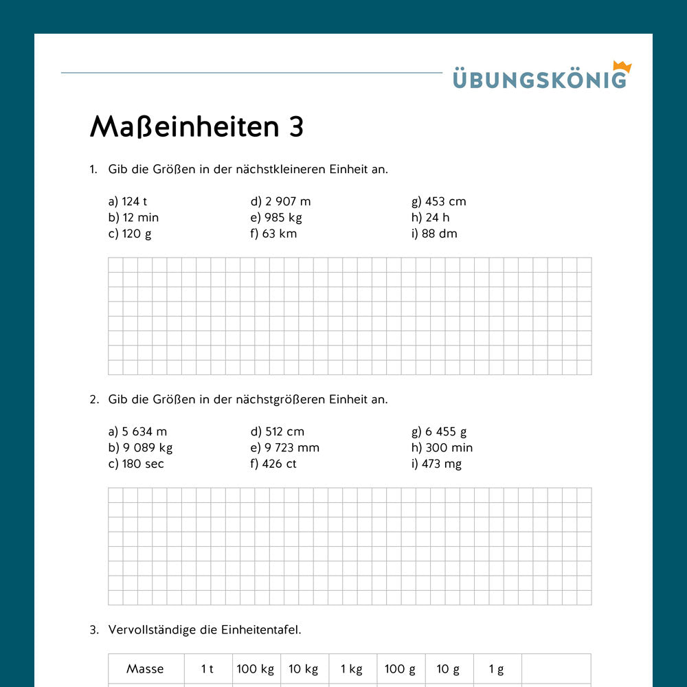 Königspaket: Größen und ihre Einheiten (Mathe, 5. Klasse) - inklusive Test!