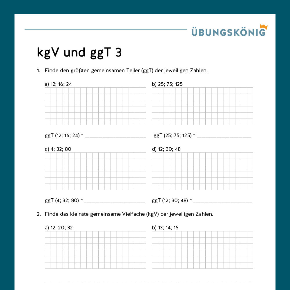 Königspaket: kgV und ggT (Mathe, 5. Klasse) - inklusive Test!