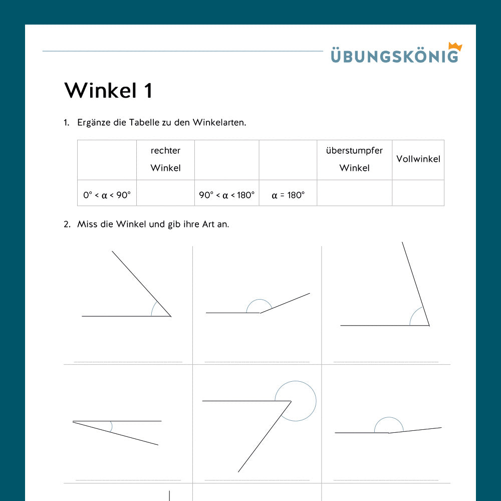 Königspaket: Winkel messen (Mathe, 5. Klasse) - inklusive Test!