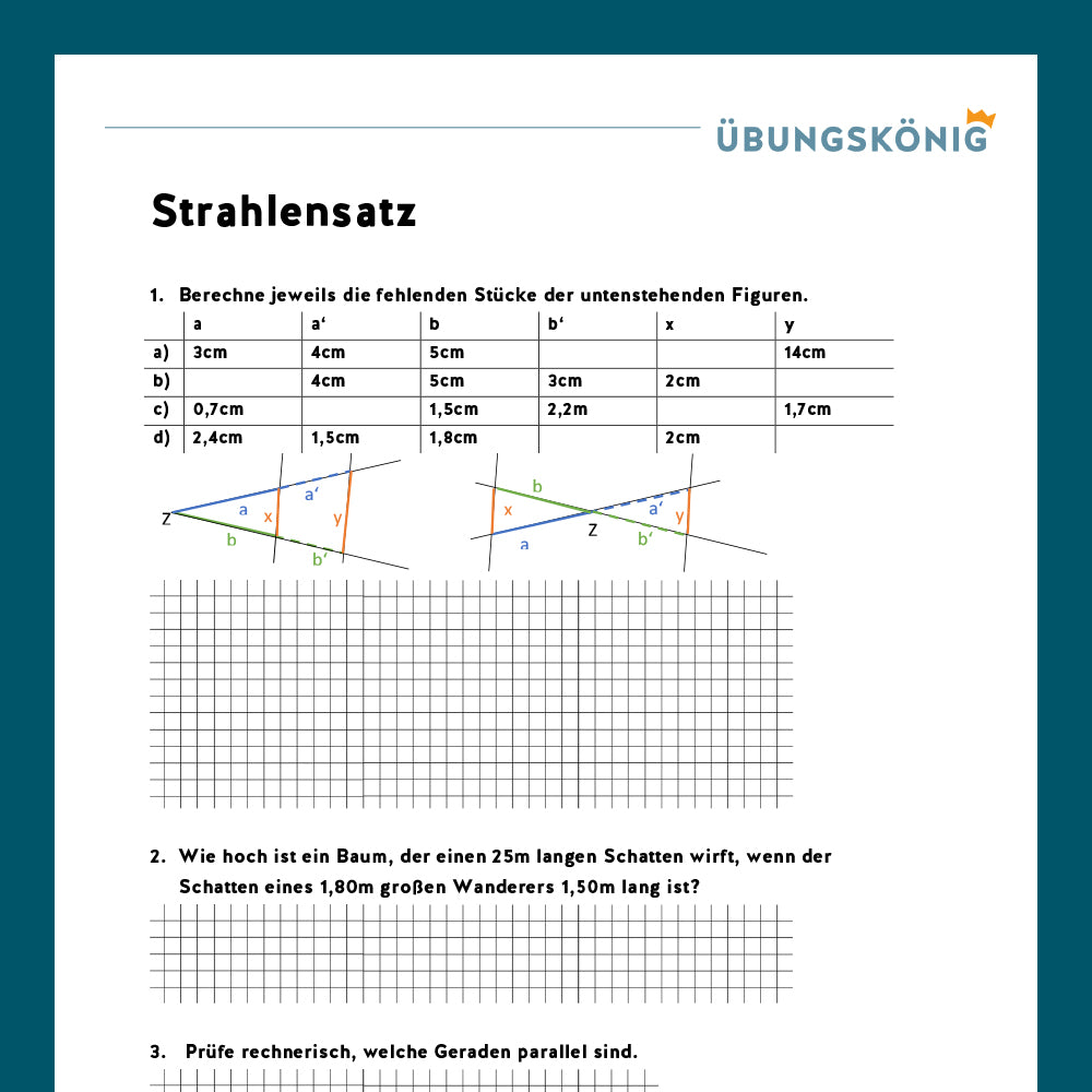 Königspaket: Strahlensatz (Mathe, 8. Klasse)