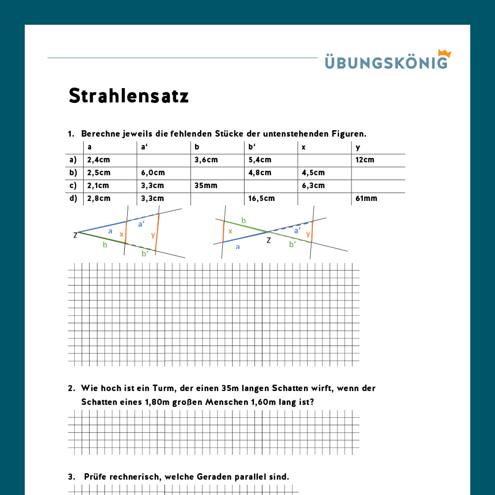 Königspaket: Strahlensatz (Mathe, 8. Klasse)
