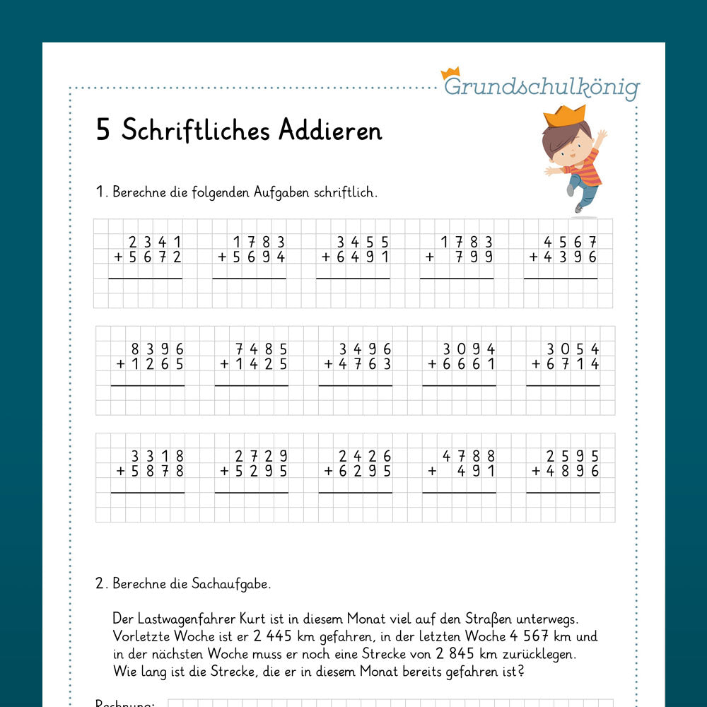 Mathe, 4. Klasse: Wiederholung des Jahresstoffs 1