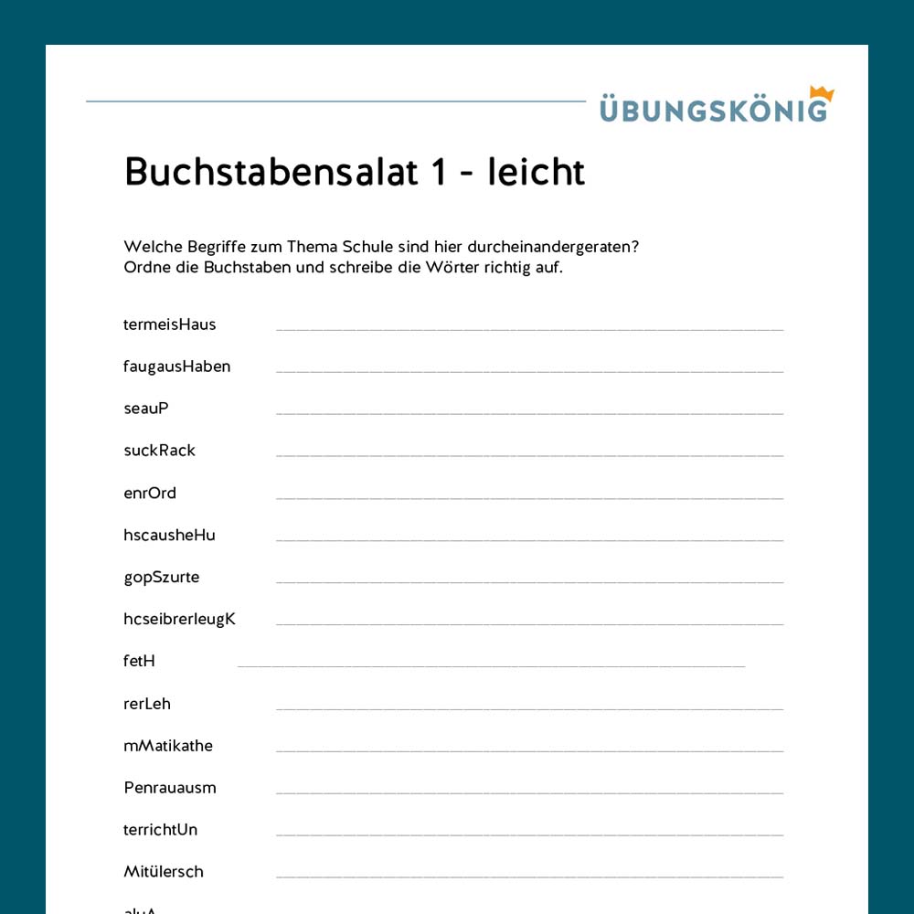 Königspaket: Buchstabensalat leicht (Deutsch, Mittelschule)