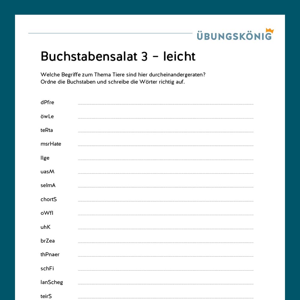 Königspaket: Buchstabensalat leicht (Deutsch, Mittelschule)