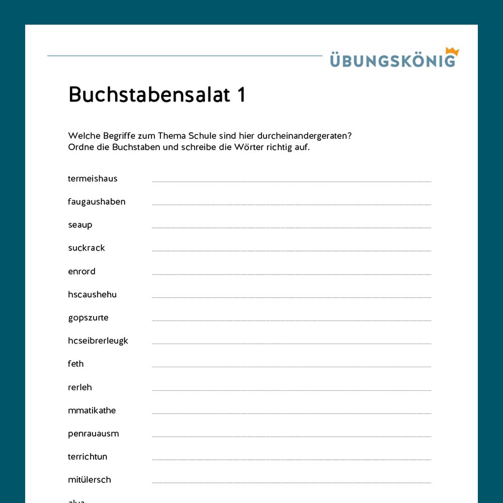 Königspaket: Buchstabensalat (Deutsch, Mittelschule)